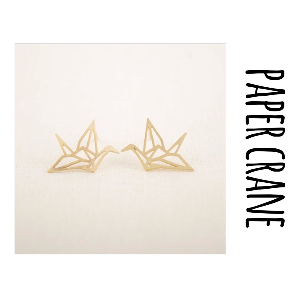 Paper Crane Origami Stud Earrings
